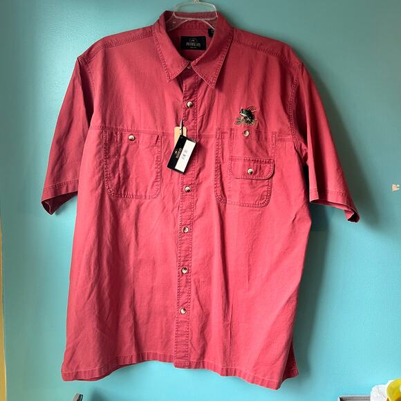 Red Head button down shirt with embroidered fish above pocket Size 2XL NWT - Picture 4 of 5